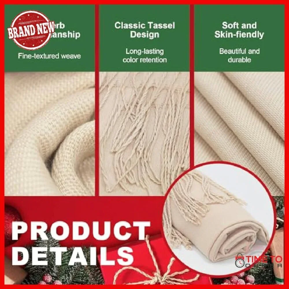12-Pack Knitted Wool-Polyester Scarves Shawls 26x79in Tassel Fringe